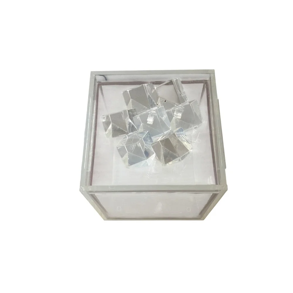 VTG Acrylic Designs Inc Clear Lucite Ice Bucket Square Double Wall Faux Ice Lid